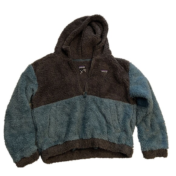Patagonia Girls Gatos Hoody Sweatshirt Teal Gray Grey Size XL